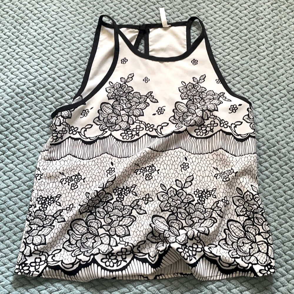 Black and white tank top/ flowing blouse